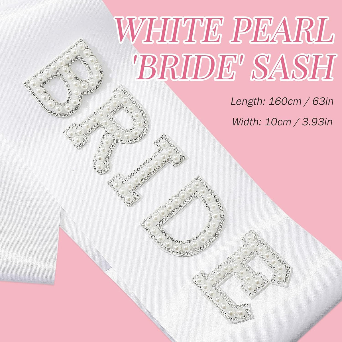 Pearl Bride Sunglasses with Sash - White Heart Sunglasses for Bachelorette Party Decorations Bridal