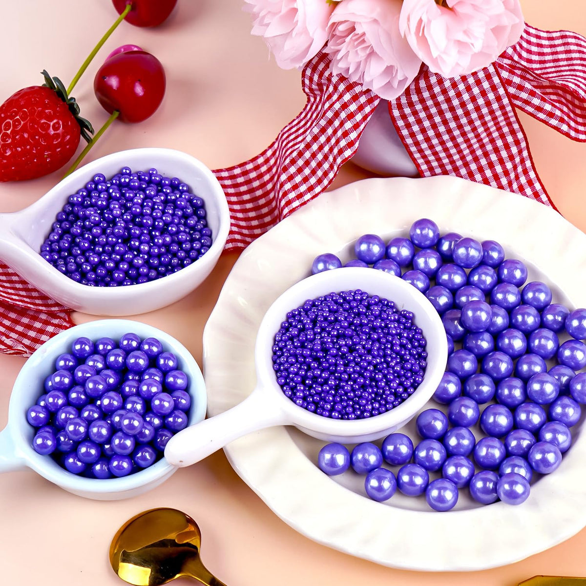 Dazzjoy Purple Edible Pearl Sprinkles, 150g/5.29oz, Purple Sprinkles for Cake Decorating, Cake