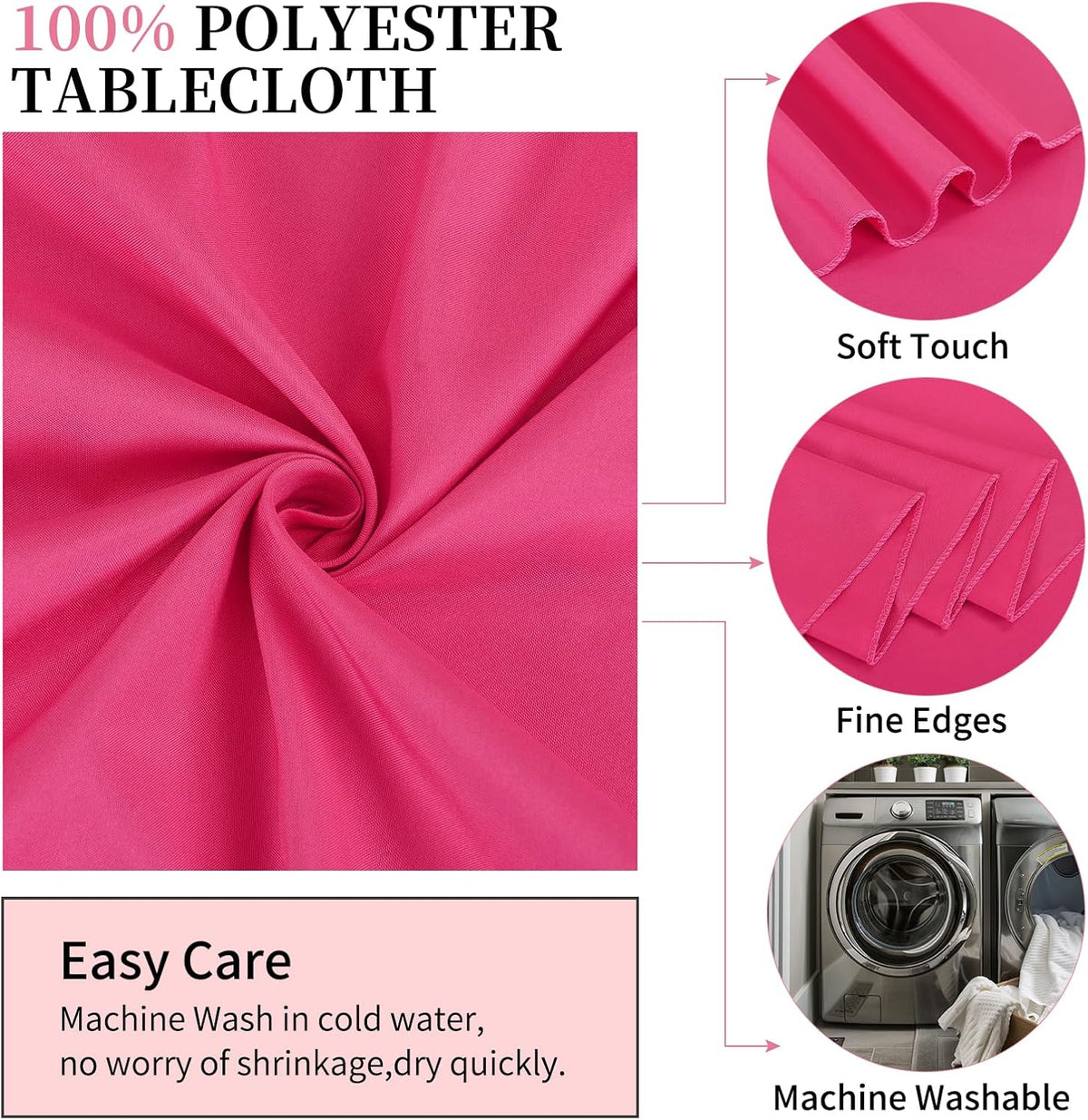10 Pack Hot Pink Round Tablecloths 120 Inch, Circle Bulk Washable Linen Polyester Tablecloth, Table
