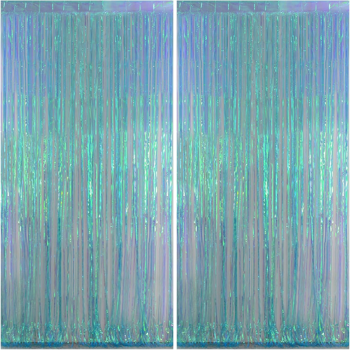 Melsan Fringe Backdrop Birthday Party Streamer Decorations - 2 Pack 3.2 x 6.5 ft Tinsel Backdrop