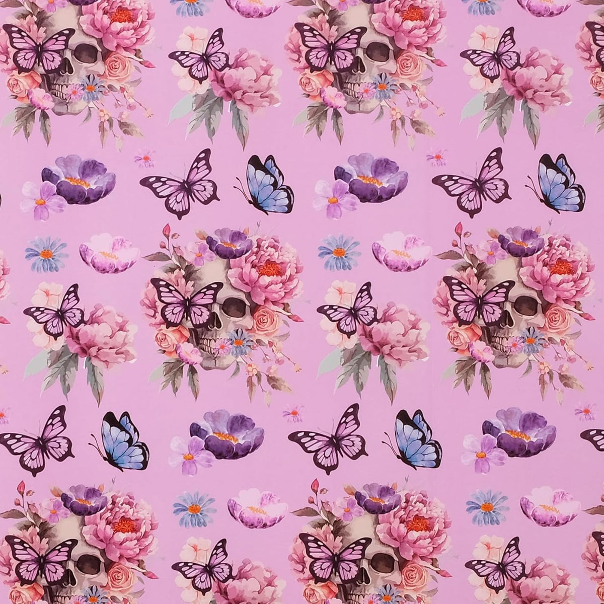Aimyoo Gothic Wrapping Paper Roll, 17 Inch X 16.5 Feet Skull Floral Butterfly Design Gift Wrap