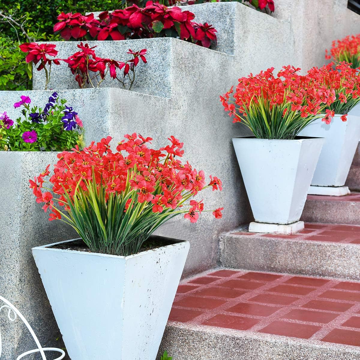 12 Bundles Artificial Flowers Outdoor UV Resistant Fake Flowers No Fade Faux Plants Garden Porch