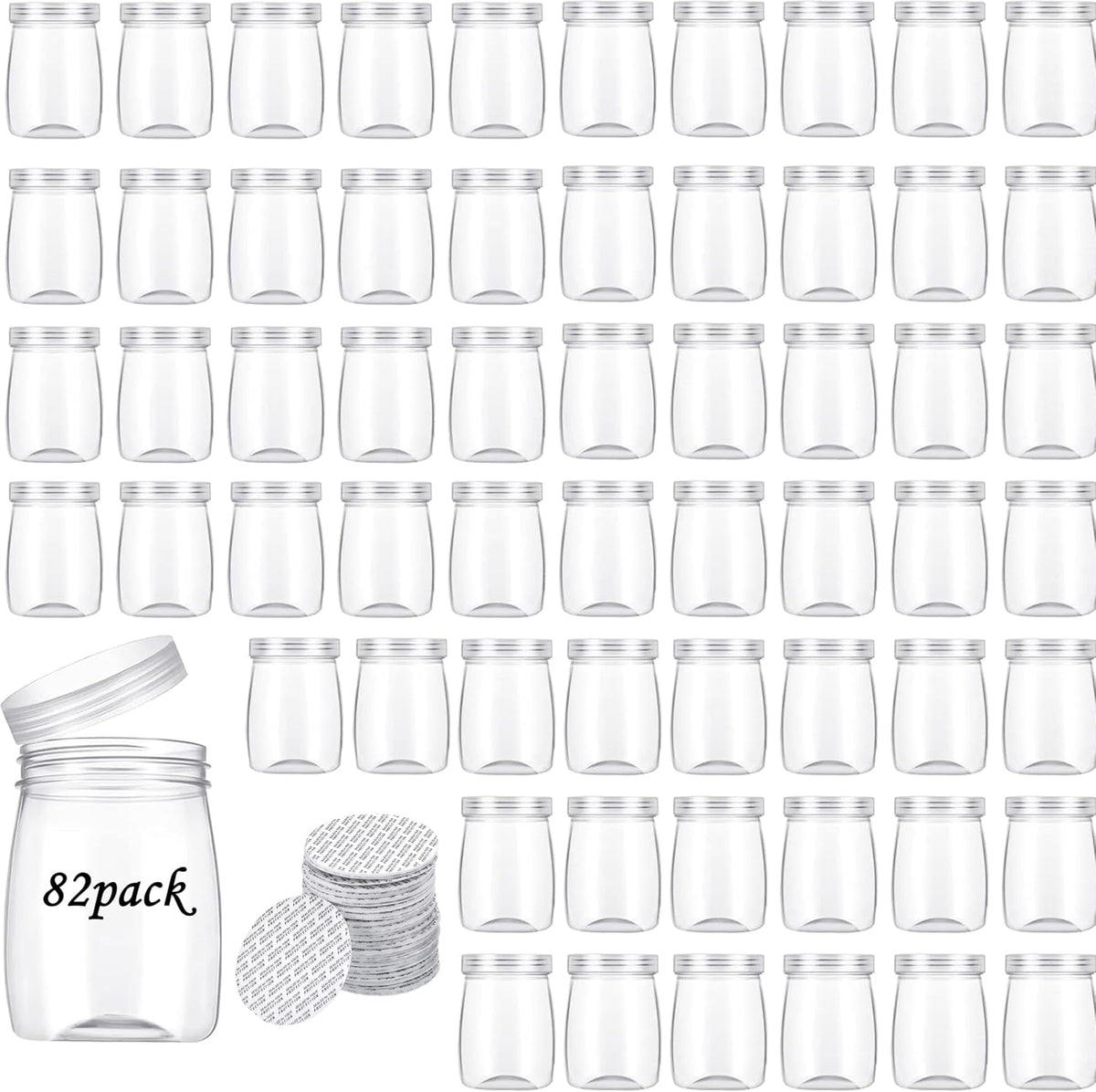 Mini Pudding Jars 82Pack, 5oz/150ml Plastic Favor Jar with Lids, Candy jars,Yogurt Containers with