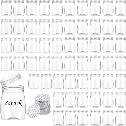 Mini Pudding Jars 82Pack, 5oz/150ml Plastic Favor Jar with Lids, Candy jars,Yogurt Containers with