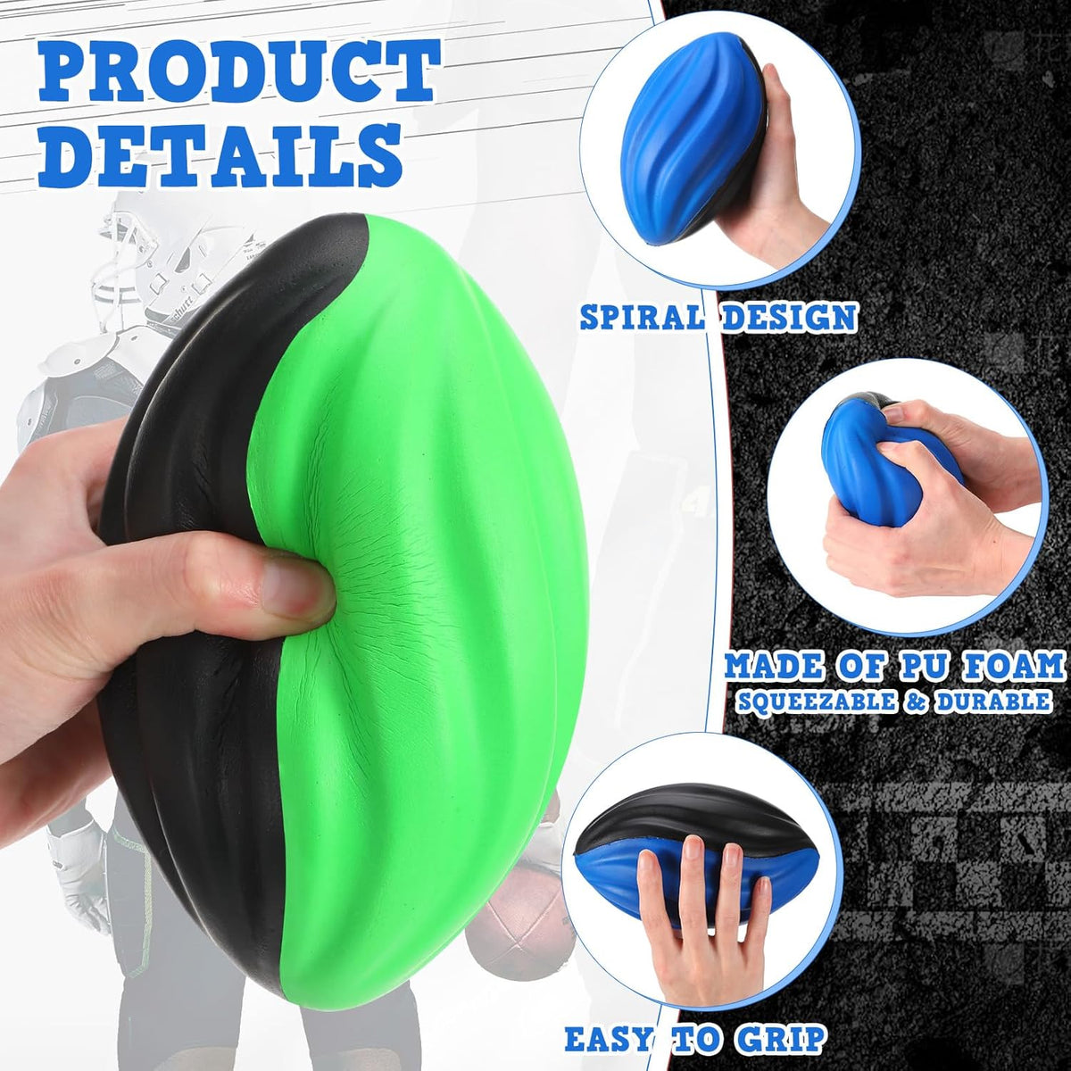 Jerify 20 Pack Mini Footballs Bulk 7 Inch Small Toy Footballs Spiral Foam Soft Sports for Indoor