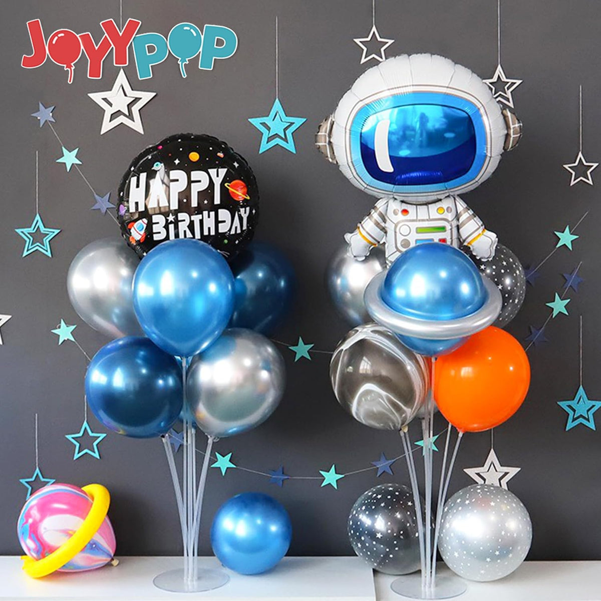 JOYYPOP 4 Sets Balloon Stand Kit For Table, Balloon Sticks with Base Birthday Graduation Party