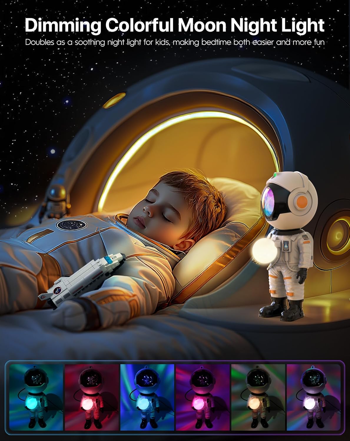 Rossetta Astronaut Galaxy Projector, Star Projector for Bedroom, LED Night Light for Kids Room with