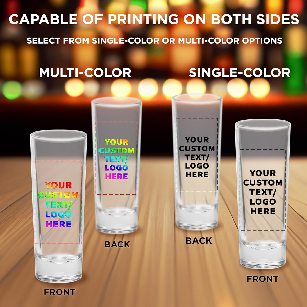 Custom Cordial Shooter Shot Glasses 2 oz. Set of 100, Personalized Bulk Pack - Great for Birthdays