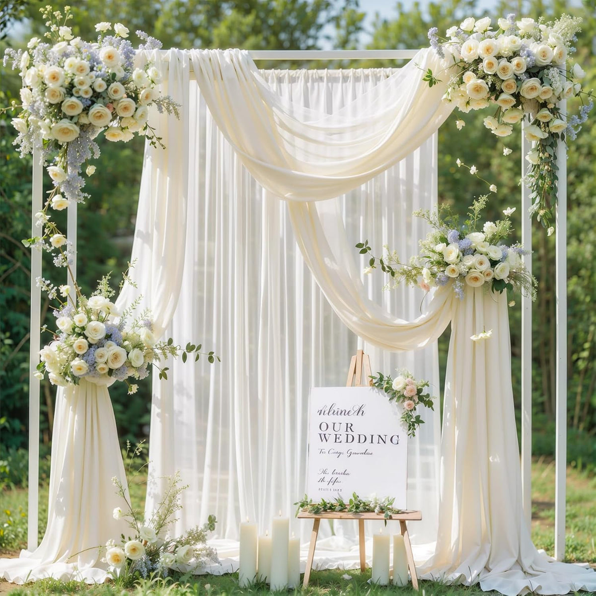 Wedding Arch Draping Fabric,1 Panel 18FT Beige Arch Drapes Chiffon Fabric Drapery Decorations for
