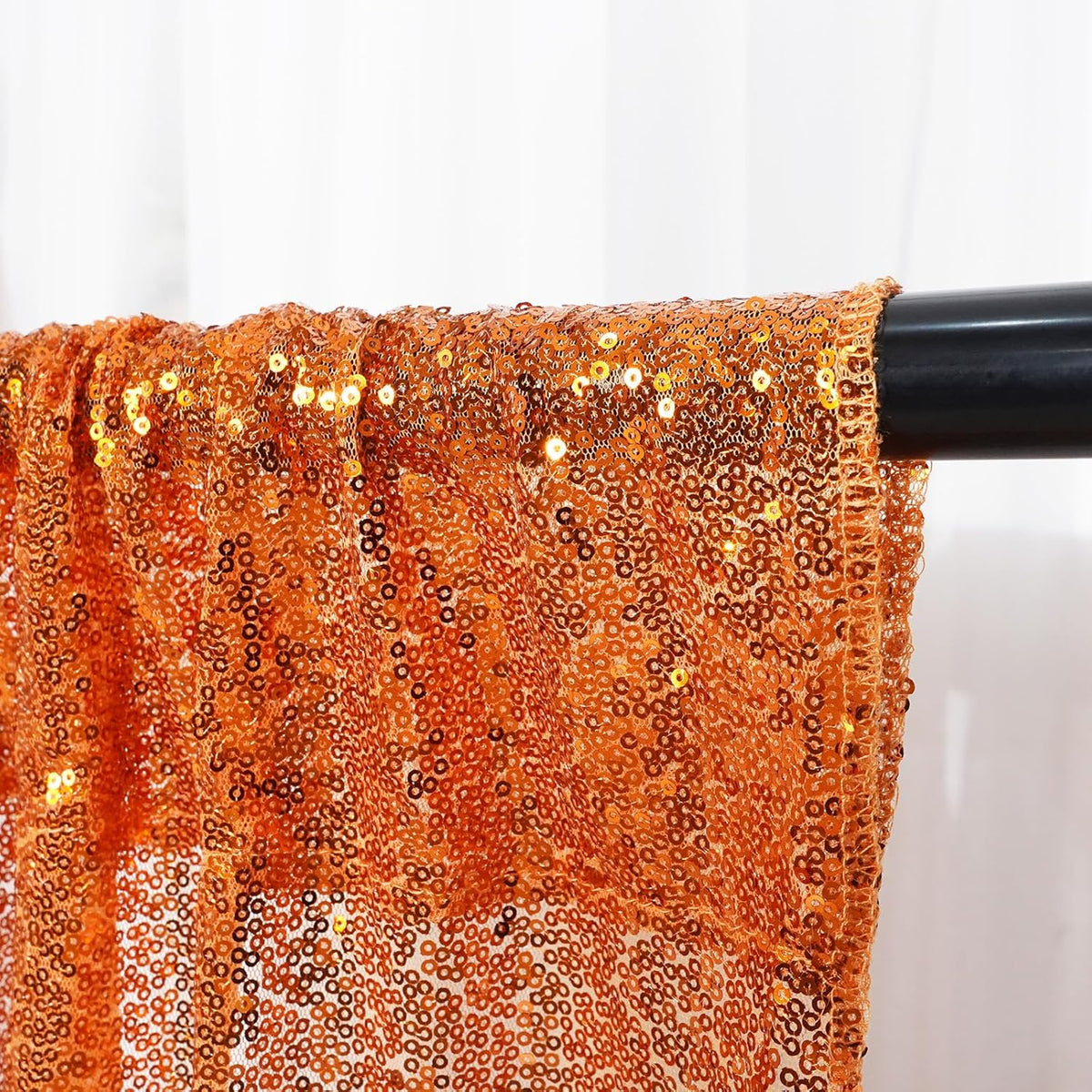 Poise3EHome Orange Sequin Backdrop, 10Ft x 10Ft Glitter Photography Background Curtains for