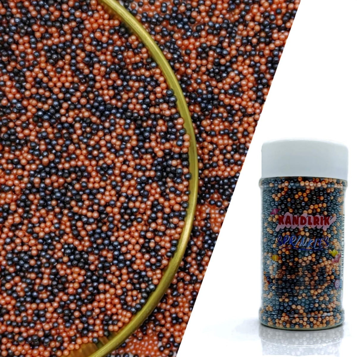 Edible Orange & Black Pearl Sugar Sprinkles Candy 2mm Mini Pearls Cake Decorations Cupcake Toppers