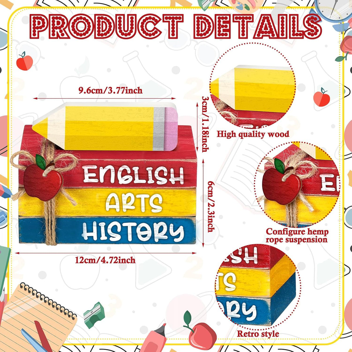4 Pcs Back to School Table Decorations First Day of School Tiered Tray Decorations Decorative Mini