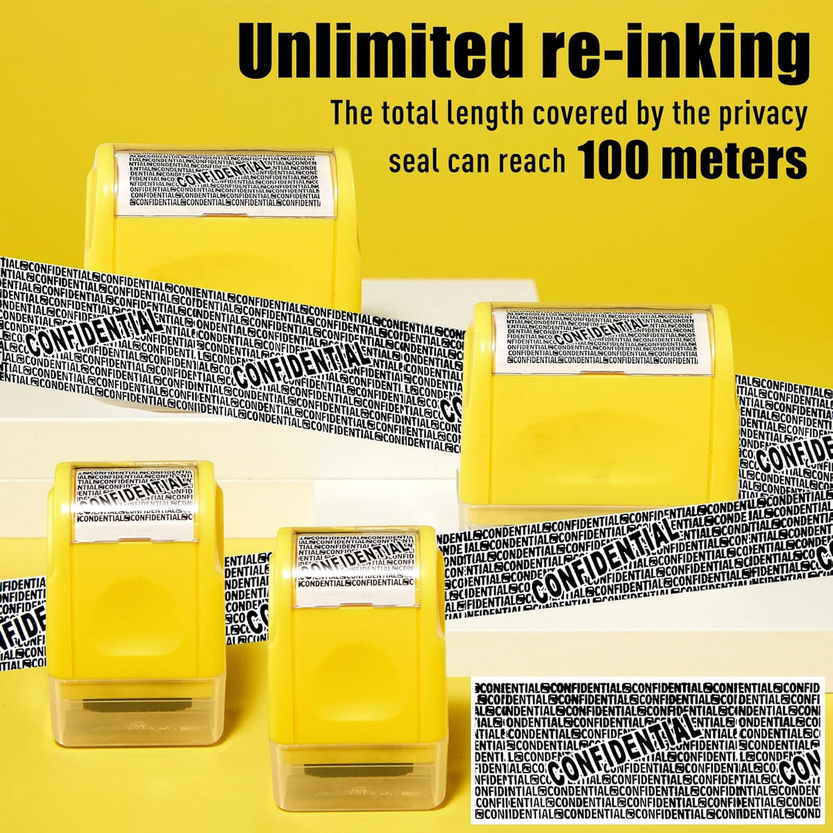 Mimorou 4 Pack Identity Theft Protection Roller Stamps Kit Confidential Privacy Roller Hidden Wide