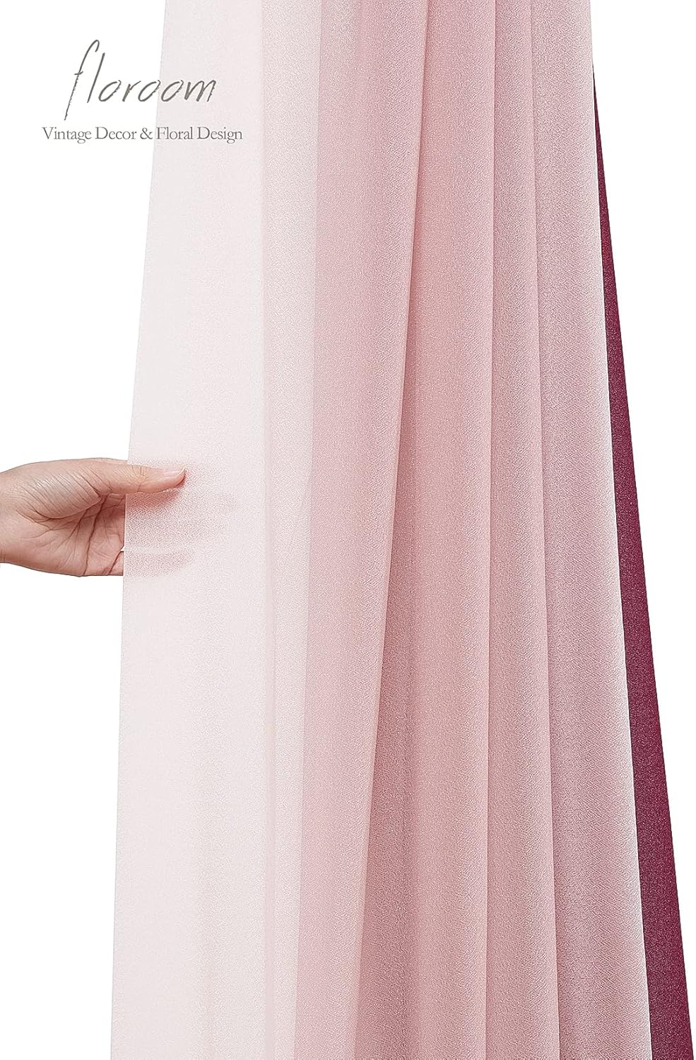 Floroom Wedding Arch Draping Fabric 3 Panels 20Ft Chiffon Fabric Drapes Arbor Drapery Wedding