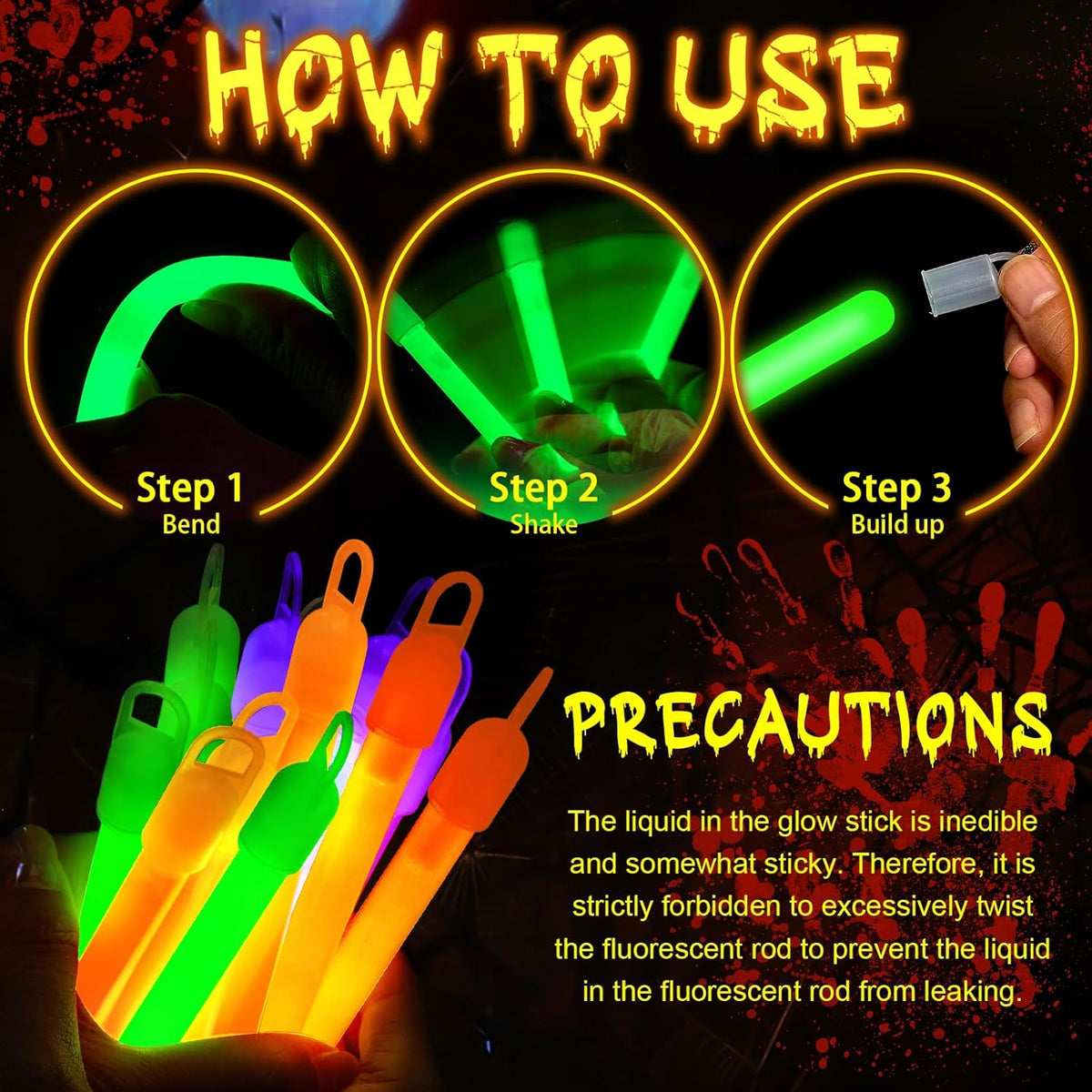 Lewtemi 4" or 6" 100 Pack Bright Glow Sticks Bulk, Glow in The Dark Party Supplies Birthday and
