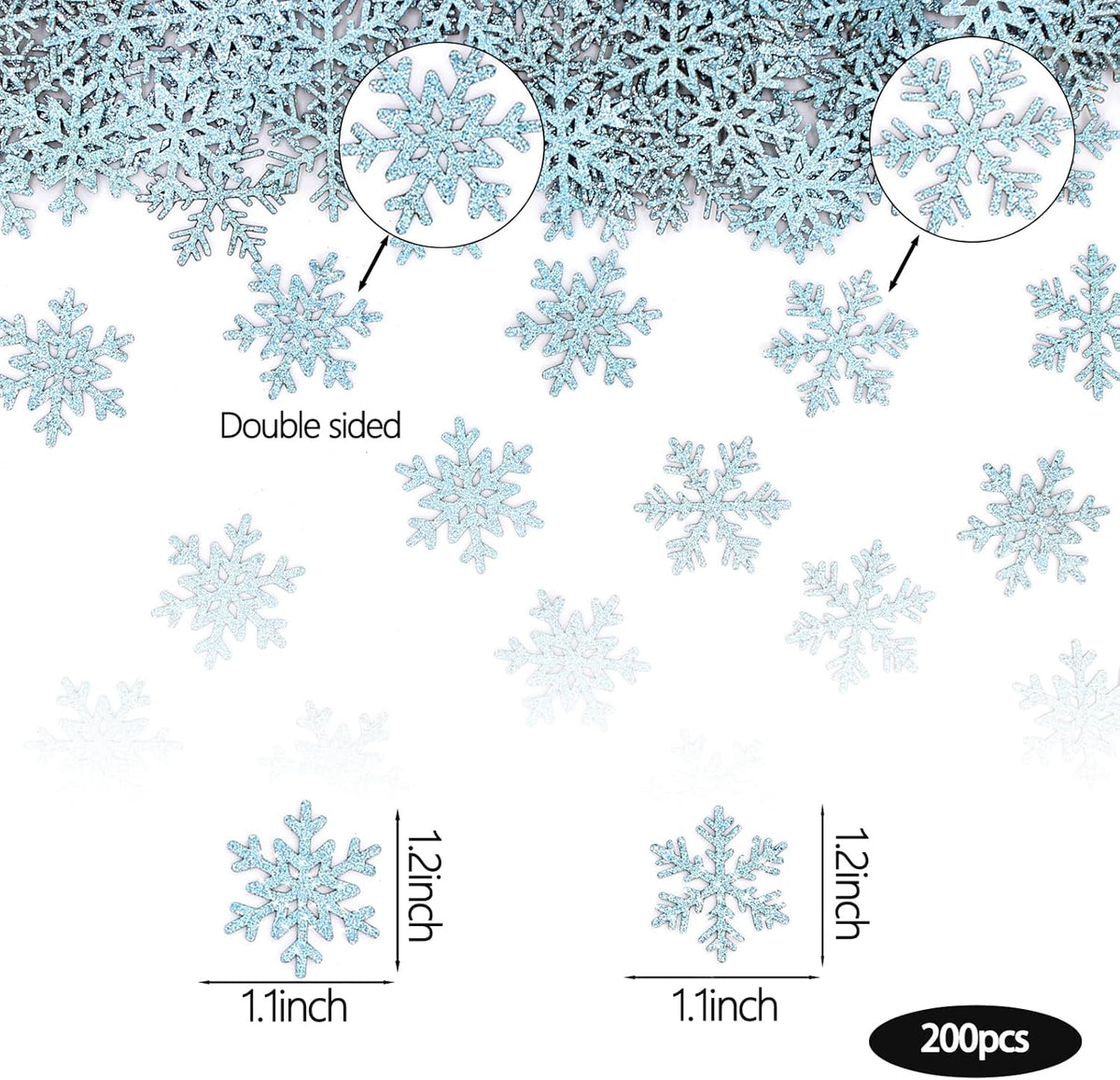 200PC Blue Glitter Snowflake Confetti Winter Wonderland Table Decorations Snowflakes Table Scatter