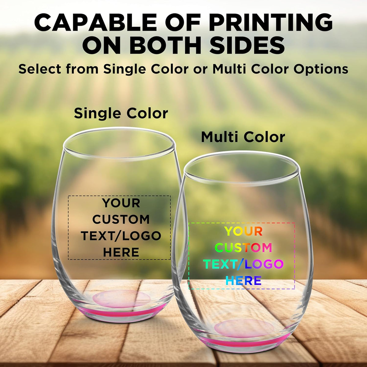Custom Stemless Wine Glasses by ARC 5.5 oz. Set of 100, Personalized Bulk Pack - Perfect for Hotel