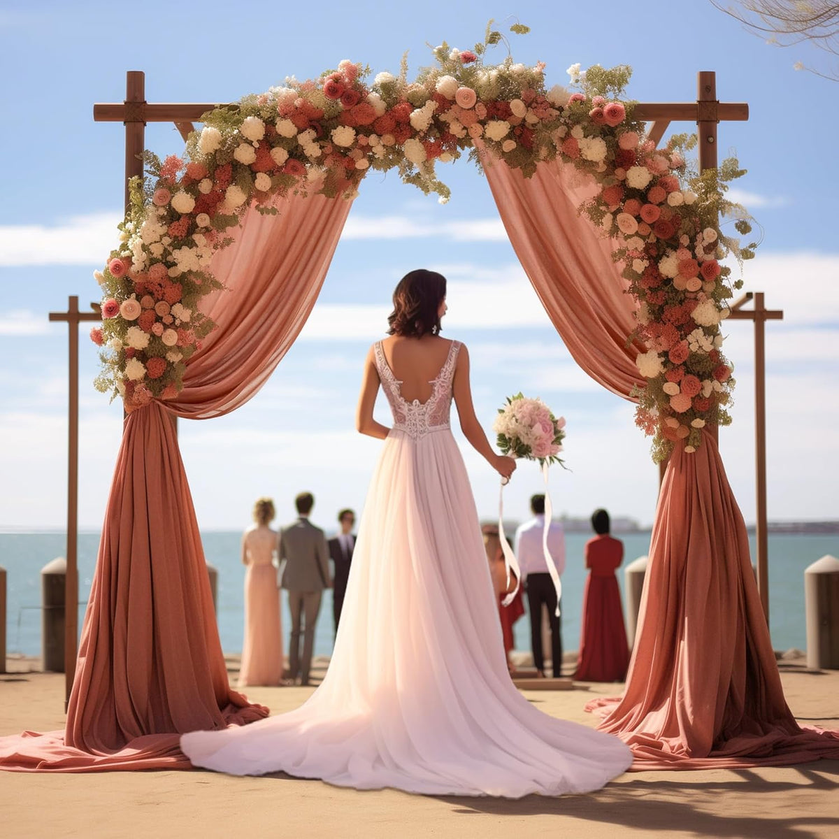 Wedding Arch Draping Fabric, 1 Panel 28" x 19Ft Terracotta Wedding Arch Drapes Sheer Backdrop