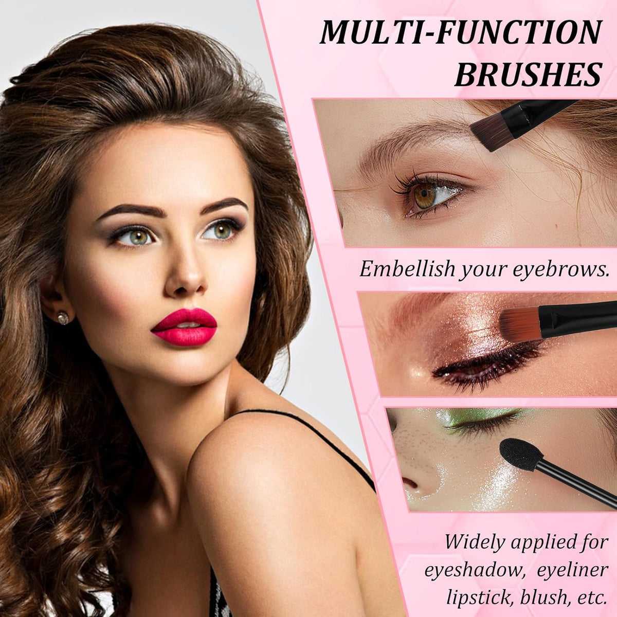 200 Pieces Disposable Eyebrow Brushes Makeup Brush Set, 50PCS Angled/Round Eyebrow Brushes 50PCS