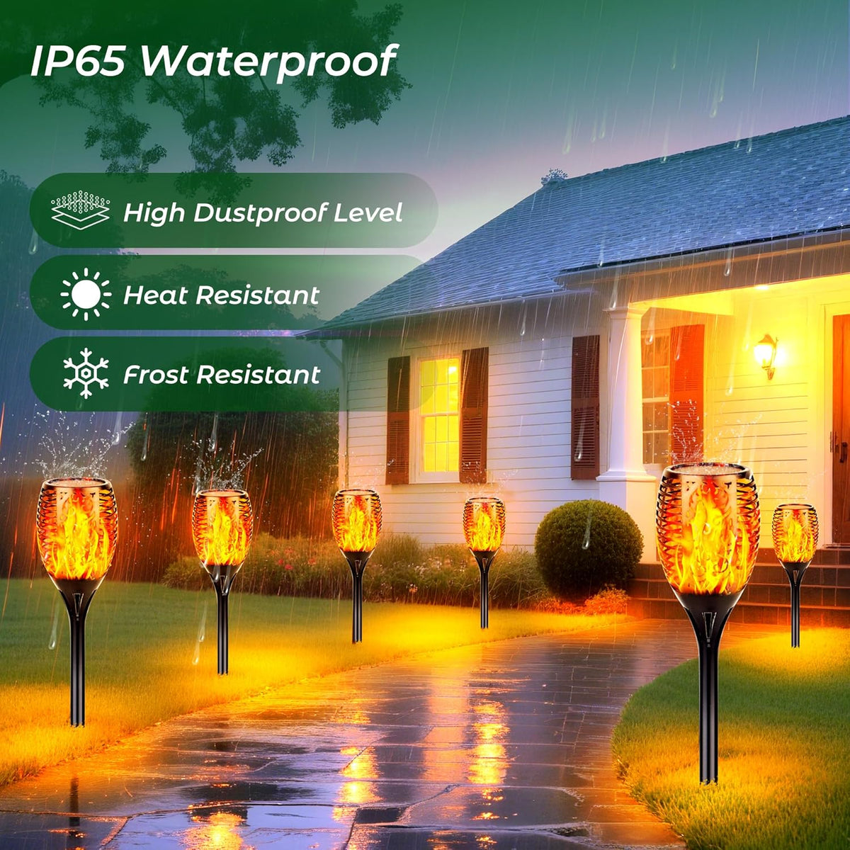Walensee Solar Tiki Torches with Flickering Flame,96 LED Solar Torch Lights Outdoor Waterproof,43"