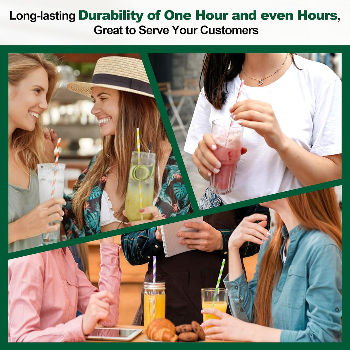 10.25 Inch Long Disposable Paper Straws Biodegradable Individually Wrapped, 0.24" Dia. (Colorful