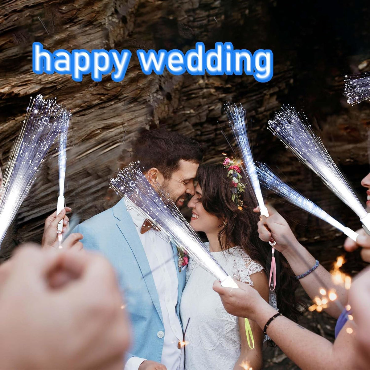 25 Pcs White Fiber Optic Wands,3 Models Wedding Sparklers,Glow Sticks Light up Sticks Led Light