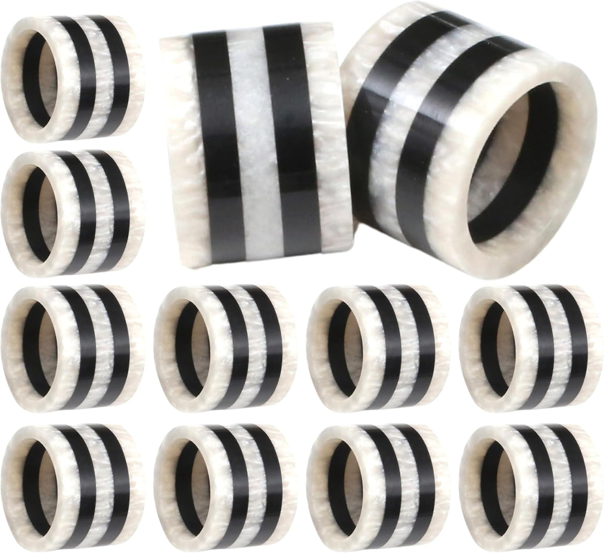 12-Pcs Epoxy Resin Napkin Rings - Handmade Elegant Napkin Holders for Table Décor, Dining