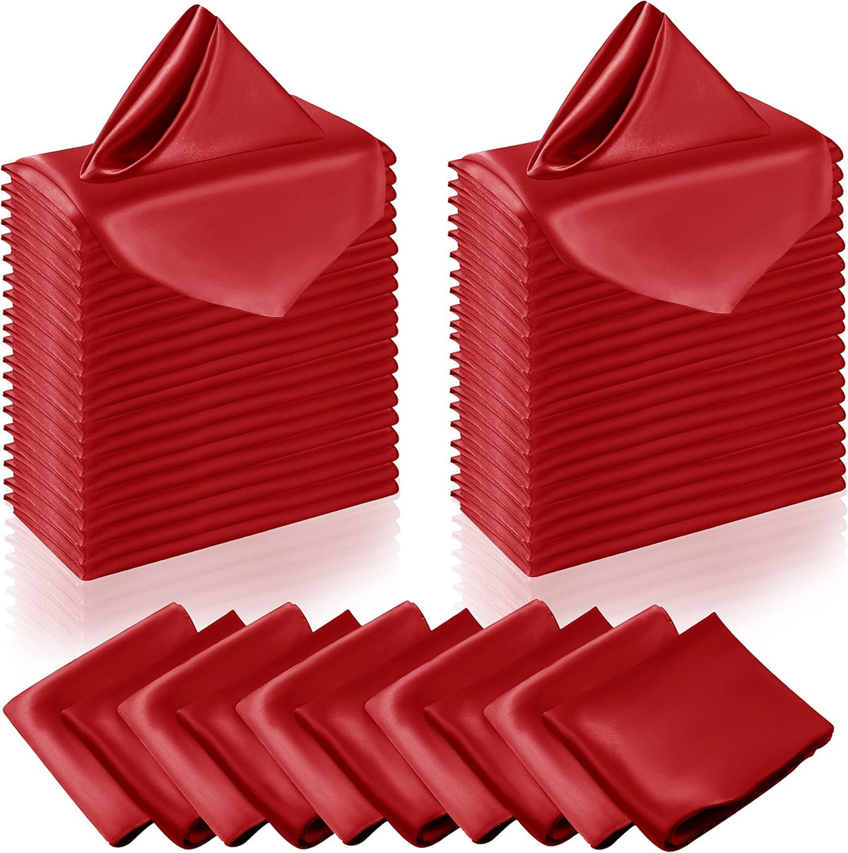 Manyshofu 50 Pieces Red Satin Napkins - 12x12 Inches Cloth Napkins, Square Satin Fabric Napkin Set