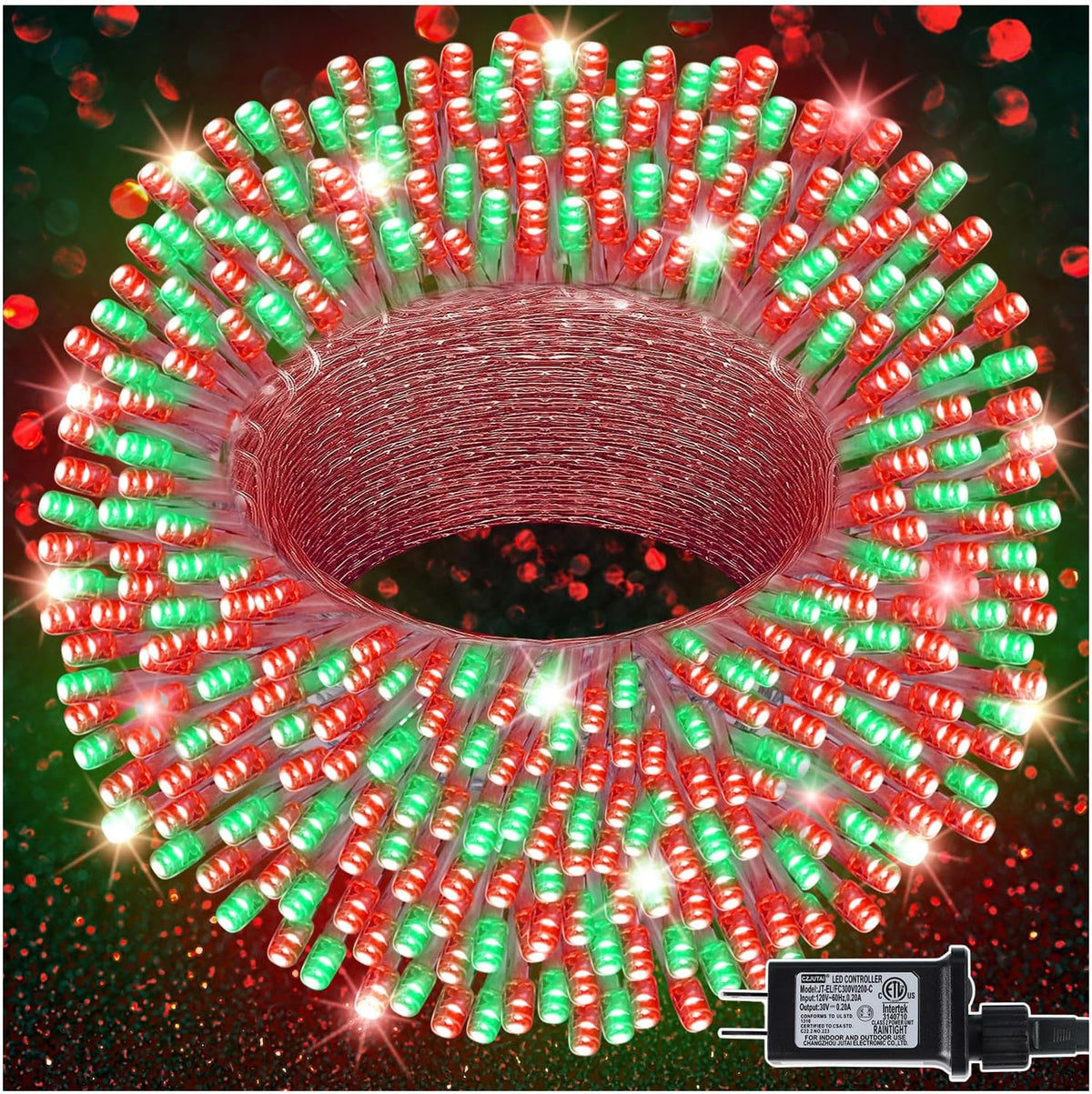 LJLNION 300 LED Christmas Lights, Extra Long 98.5FT Xmas String Lights Outdoor Indoor, 8 Lighting