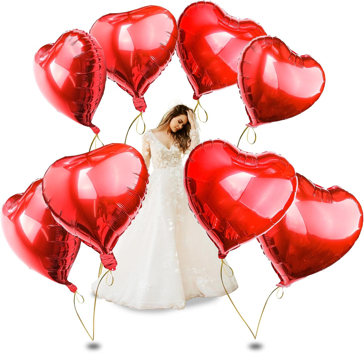 Big Red Heart Foil Balloons, Big Giant Jumbo Heart Shaped Mylar Aluminium Decoration for Girl