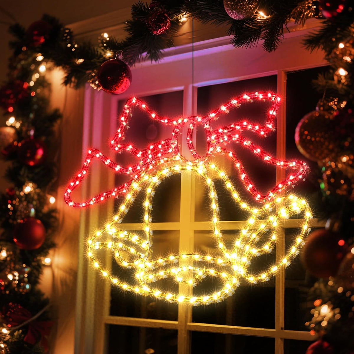 Christmas 33'' Large Bell Lights Decoration - 297LED Outdoor Waterproof Christmas Lights Large Bell
