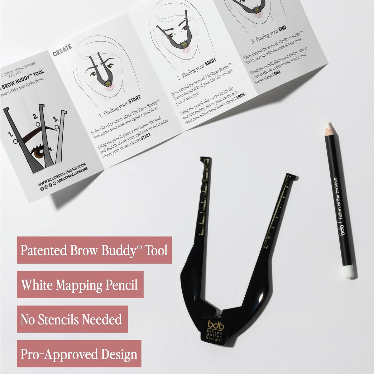 Billion Dollar Brows 2-Piece Brow Buddy Contour Stencil Microblading Kit – Achieve Symmetrical