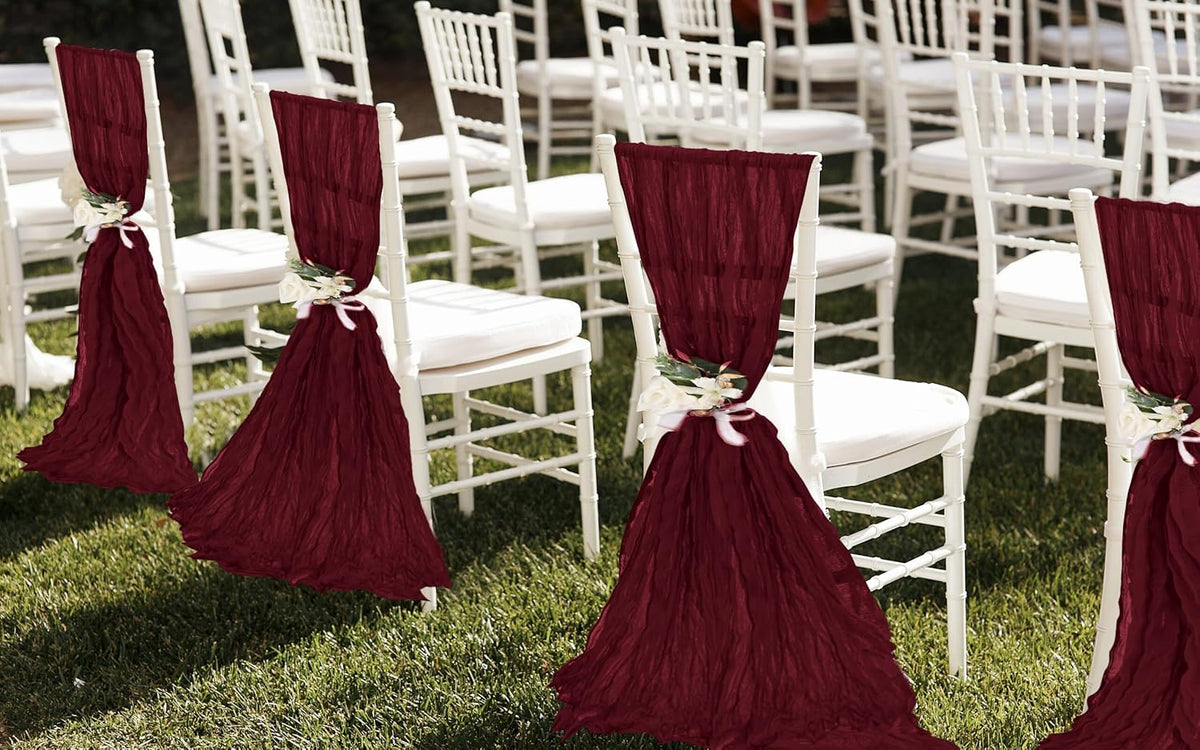 50 PCS Cheesecloth Chair Sashes, Bows Designed ChairSashes, 15.7x108 inch Chair Sashes for Aisle