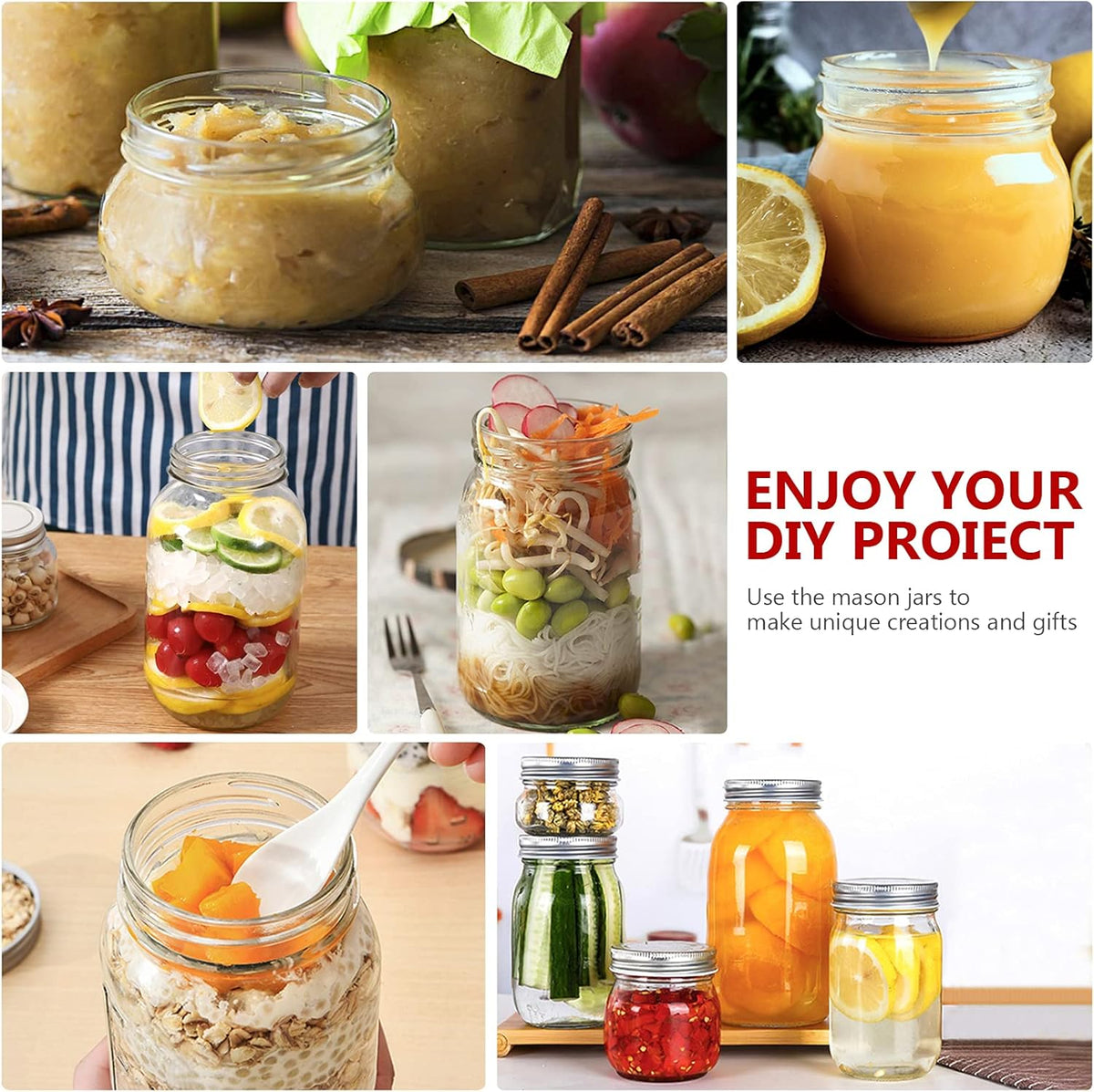 12 oz Glass Mason Jar, 20 Pack 360ml Canning Jars with Regular Mouth Lids, Glass Jars Storage