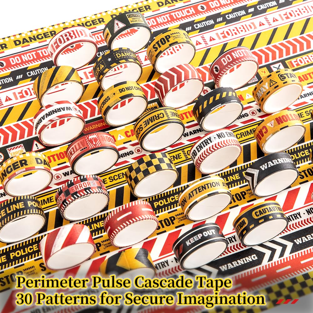 30 Rolls Warning line Theme Washi Tape Set, Writable Decorative Tapes for Scrapbooking, Bible