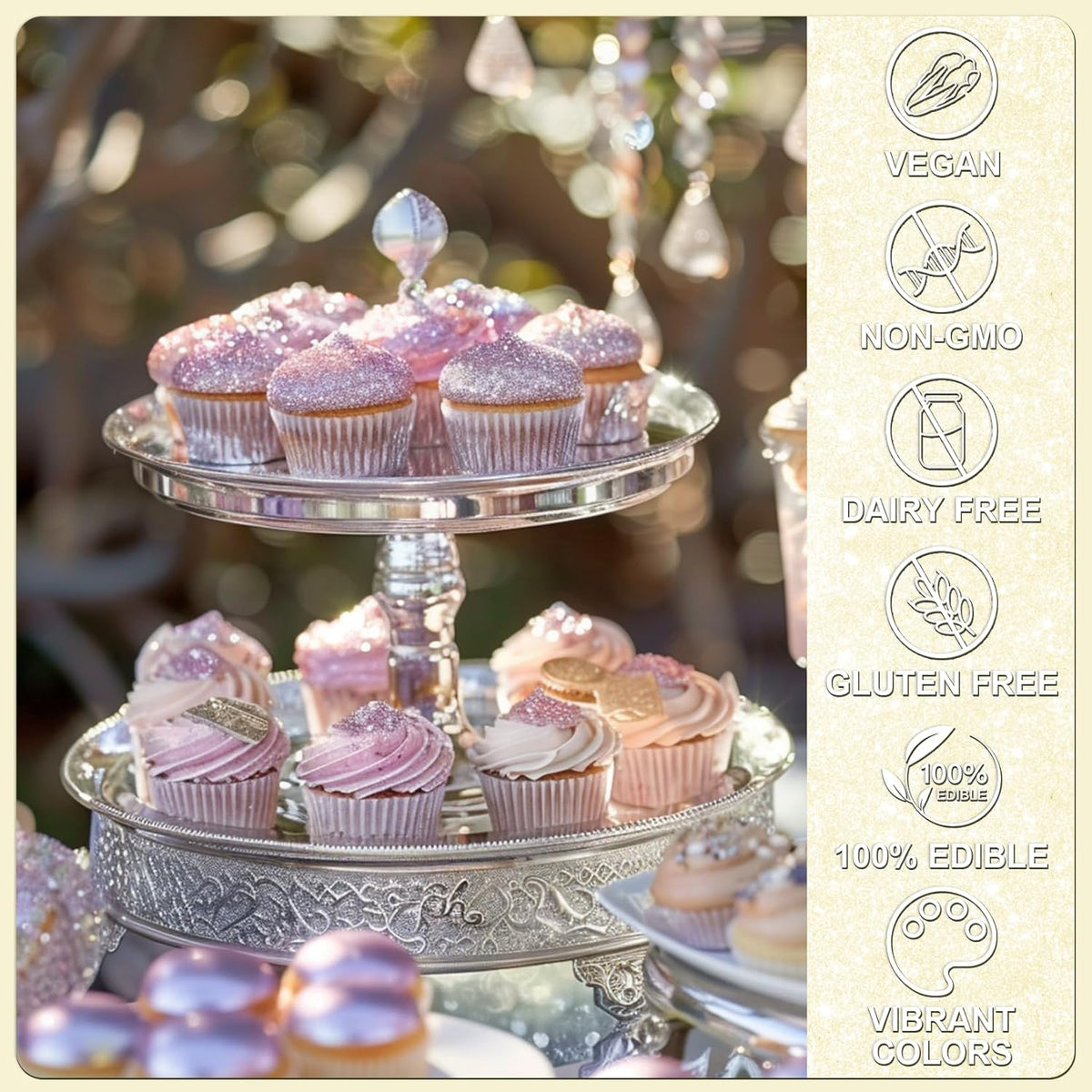 Iridescent Gold Edible Glitter - 5g Food Grade Cake Decorating Shimmering Glitter, Edible Sprinkle