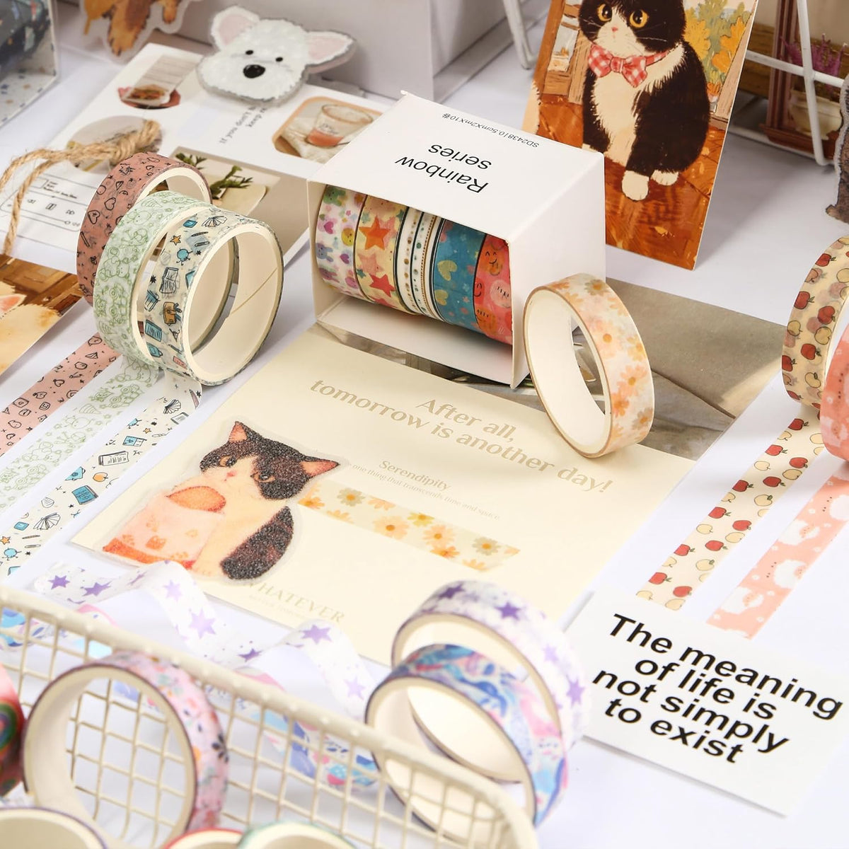 YUBBAEX 60 Rolls Value Washi Tape Pack Retro Arts Masking Tape Basic Patterns Decorative for DIY
