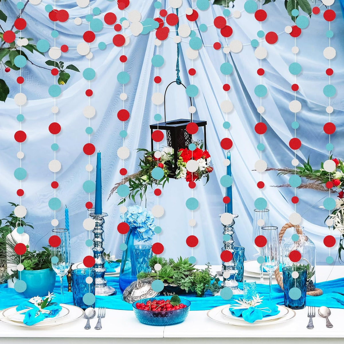Outus 10 Pieces Colorful Dots Paper Garland Round Glitter Garland Hanging Confetti Streamers