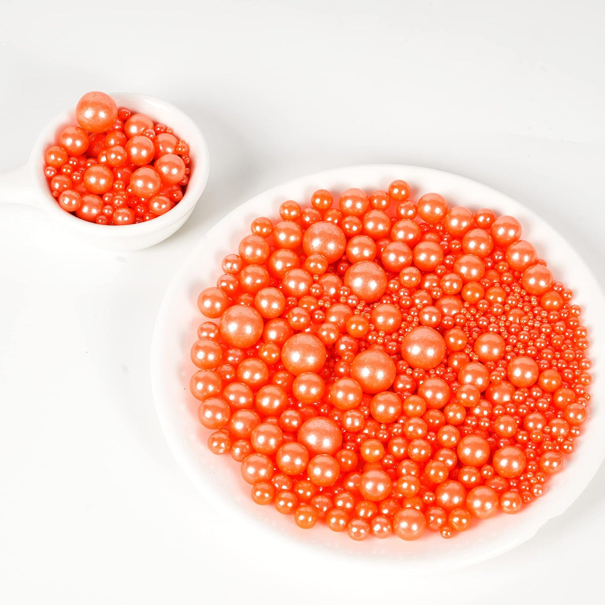 Kasvan Orange Pearl Sugar Sprinkles - Edible Candy Pearls 130g/4.58 Oz, Mix Size, Baking Cake