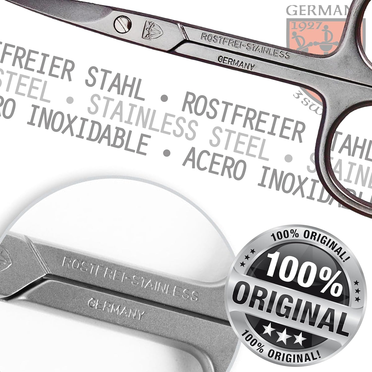 3 Swords Germany - brand quality STAINLESS STEEL CURVED CUTICLE SCISSORS (1 PIECE) with round tips