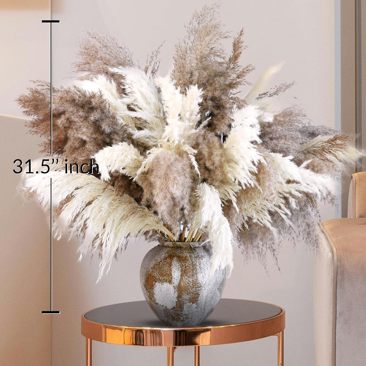 20 PCS Dried Flower, 30-inch Tall Nature Pampas Grass Bouquet Decor - Boho Flowers and Feathers for
