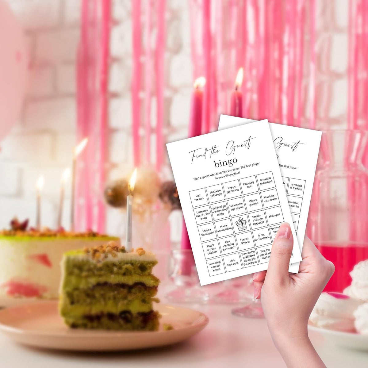 Birthday Party Games, Find The Guest Bingo, 25 Pcs Card Set for Guests, Fun Birthday Game for Teen