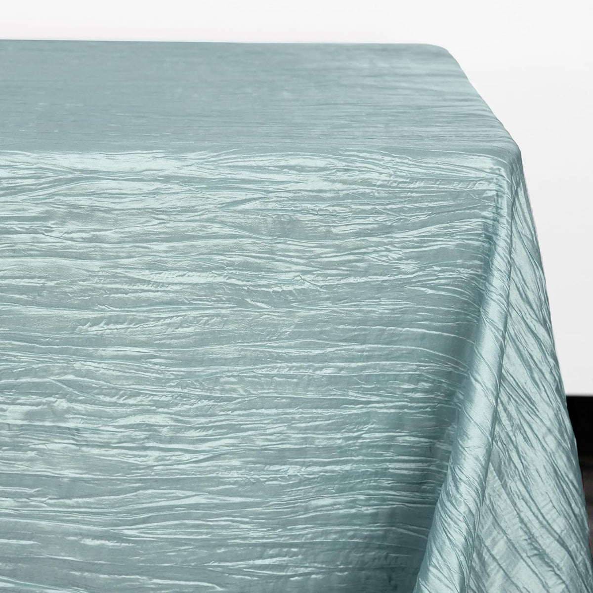YOUR CHAIR COVERS - 90 x 132 inch Rectangular Crinkle Taffeta Tablecloth - Dusty Blue, Rectangle
