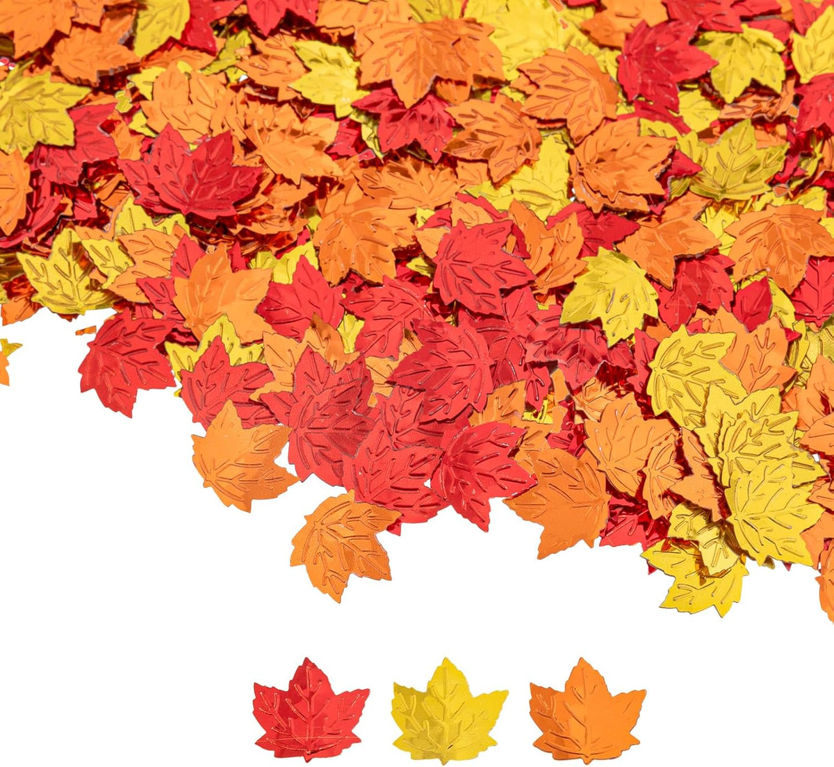 Fall Maple Leaf Confetti Decorations, Thanksgiving Metallic Foil Maple Leaves Table Confetti