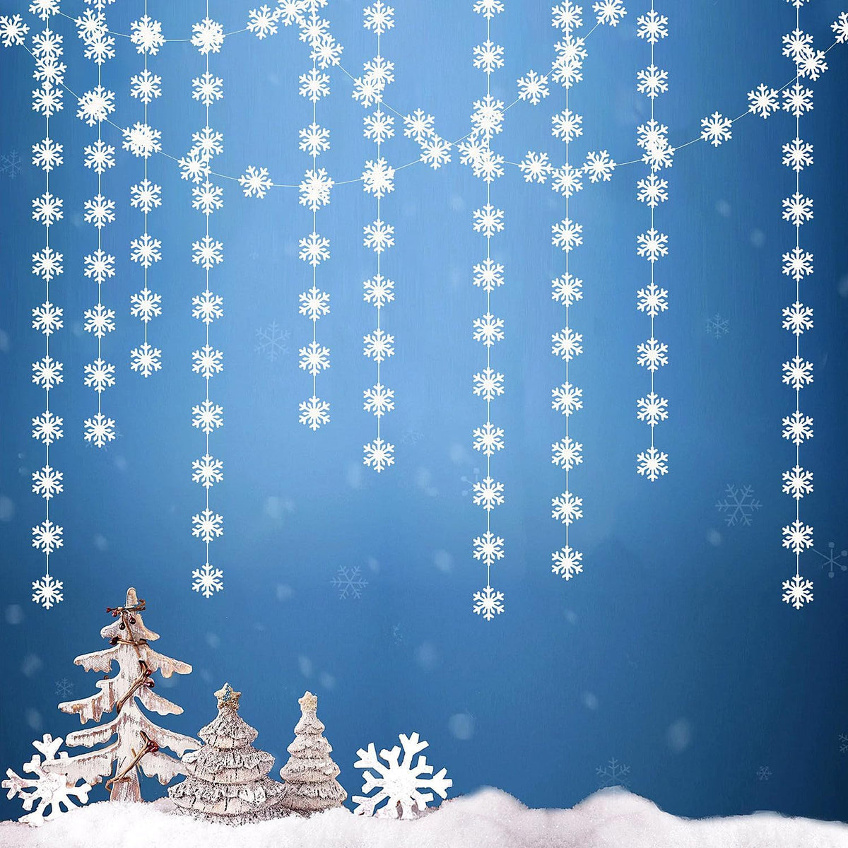Snowflake-Snow White Christmas Party-Decoration Garland - 52ft Frozen Winter Wonderland Ornaments
