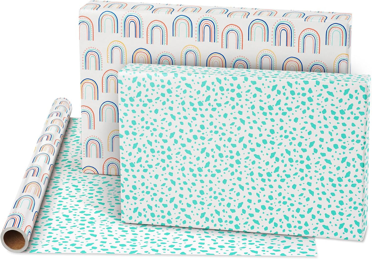 American Greetings 160 sq. ft. Reversible Wrapping Paper Bundle for Birthdays, Anniversaries