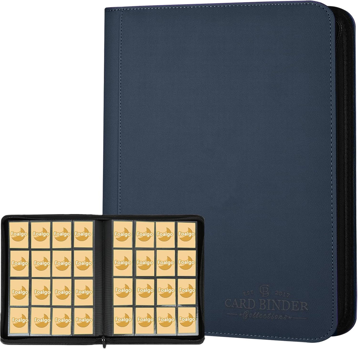 Trading Card Binder 16 Pocket, Foalgo PU Cover Card Binder for 1000+ Cards, Premium Trading Card