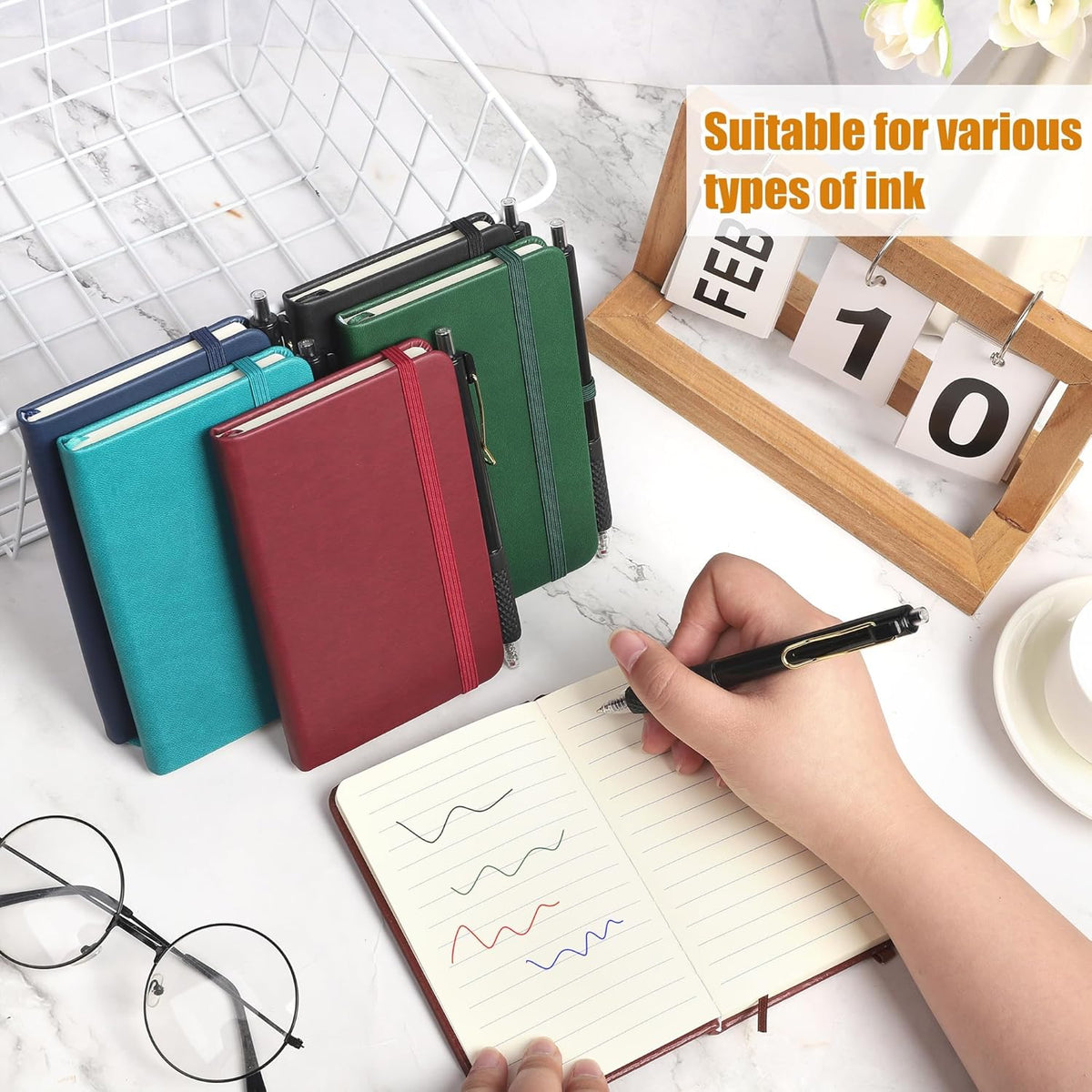 Aodaer 50 Sets Pocket Notebook Journal with Pens, 160 Pages, 3.5 x 5.5 Inch Mini Lined Journal