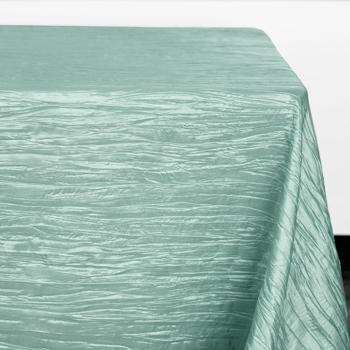 YOUR CHAIR COVERS - 90 x 132 inch Rectangular Crinkle Taffeta Tablecloth - Robin Egg, Rectangle