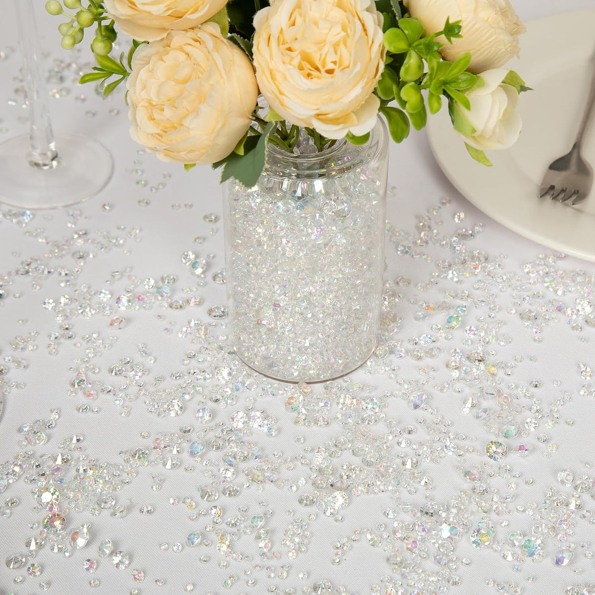 Vase Fillers for Centerpieces Home Deco,8700 Pieces Iridescent Diamond Table Confetti,Fake Plastic